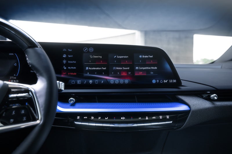 The 2026 OPTIQ-V Display Screen Displaying the V-Mode Settings | Coleman Cadillac in LAWRENCEVILLE NJ