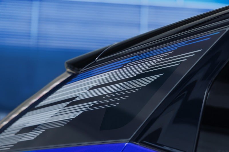 Close-up of the Modern Pattern on the 2026 OPTIQ-V Rear Quarter Glass | Coleman Cadillac in LAWRENCEVILLE NJ